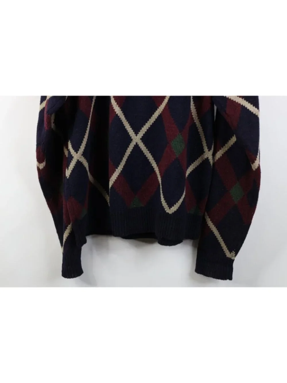 Vintage 90s Streetwear Mens XL Silk Blend Knit Argyle Diamond Crewneck Sweater